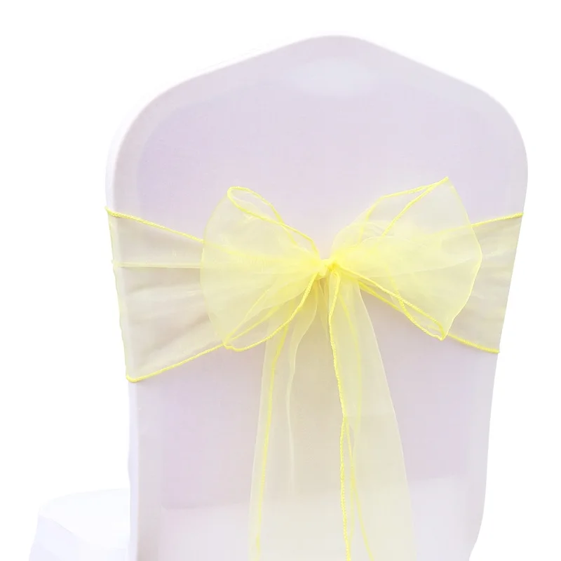 Yellow Лучшие продажи 50 шт./компл. свадебное платье из органзы стул с поясом и бантиком для банкета, праздника День рождения украшение дома Текстиль для дома Текстиль чехлы для стульев - Цвет: Yellow