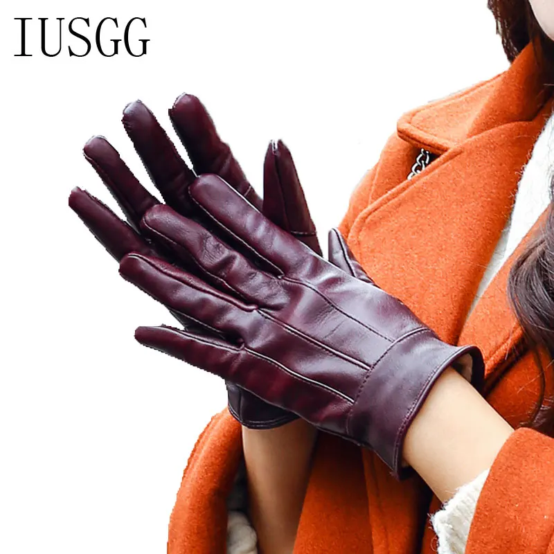 Женские теплые перчатки из натуральной овечьей кожи плотные для сенсорных