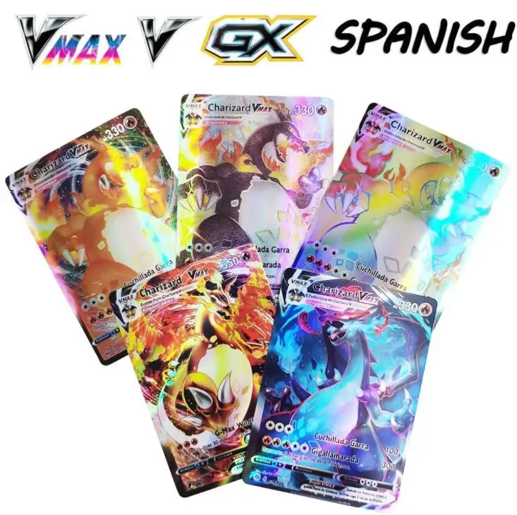 

20 Pcs No Repeat Pokemons in Spanish GX VMAX Card Shining TAKARA TOMY Cards Game TAG TEAM Battle Carte Trading Children Toy