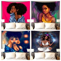 african black girl background manga wall tapestry kawaii room home decoration woman mural hot sale products large beach towel