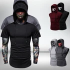 Мужские толстовки с маской черепа, мужские пуловеры в стиле панк для бега, эластичная уличная толстовка с капюшоном, японский ниндзя костюм