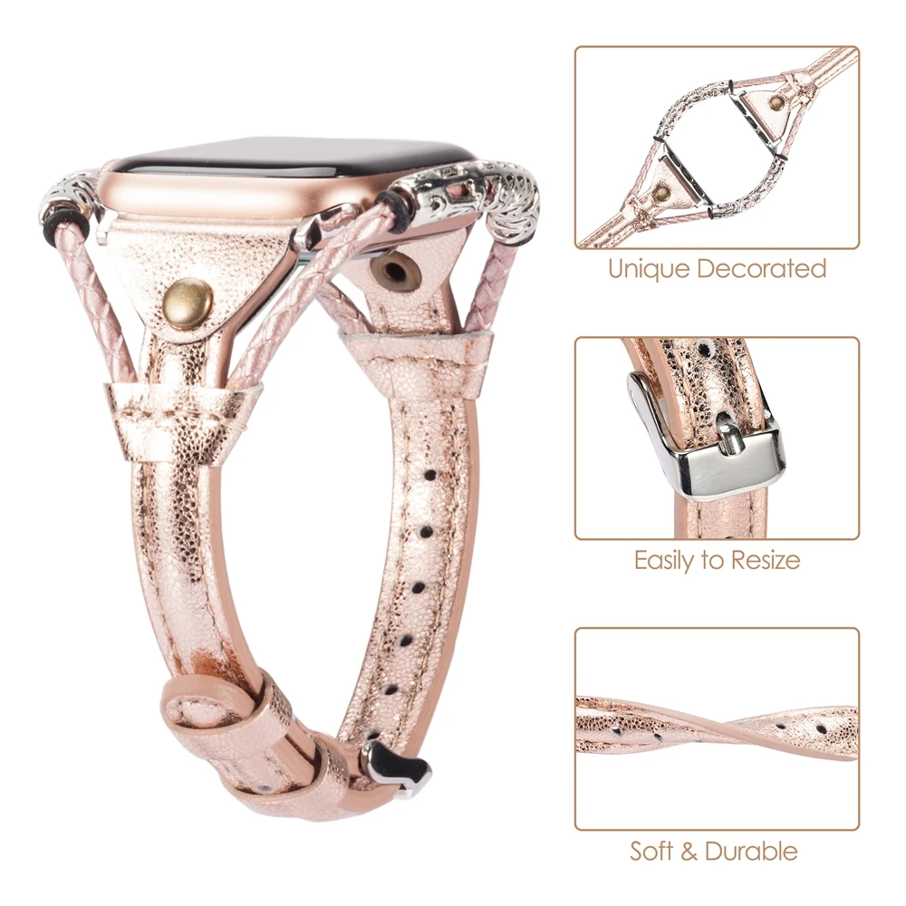 Винтажный кожаный ремешок для Apple Watch женские ремешки скрученные полосы с