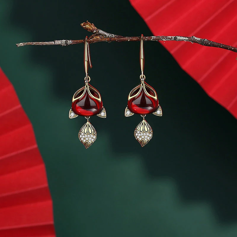 

Lucky Fox Ruby Earrings Elegant Tassels Earrings for Women Earrings 2022 Trend Fashion Party Jewelry Gift Vintage Woman Earring