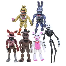 6Pcs/set Freddy Action Figures Lightening Movable joints Foxy Freddy Chica Figures PVC model Toys