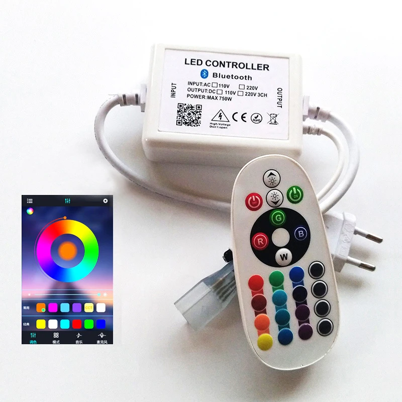 

AC 220V 110V Bluetooth RGB led Controller For SMD 3528 5050 led Strip DIY IOS/Android App IR remote controller Free shipping