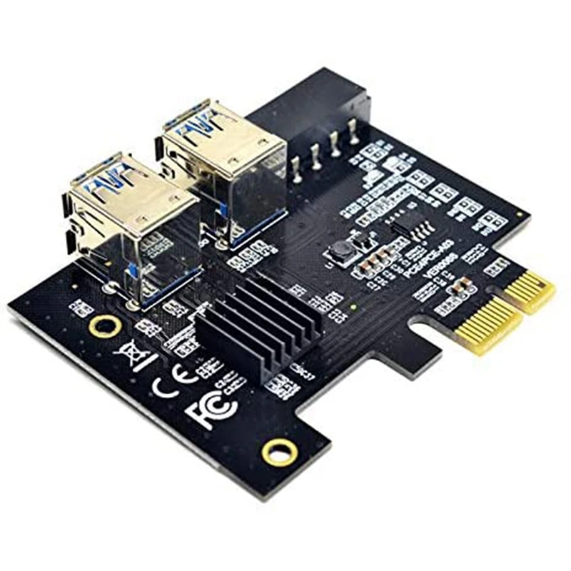 Райзер-карта PCI-E от 1 до 4 1X 16X 4-портовая двухслойная Плата расширения USB3.0 для