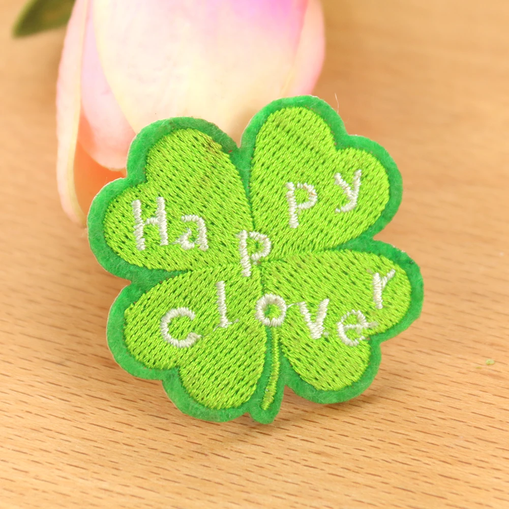 Счастливый клевер патчи для глажения ткани наклейки заплата вышивки небольшая