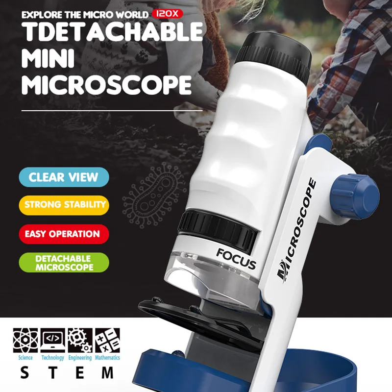 

60X-120X Microscope Set For Children Students Microscope Biology Handheld Magnifying Endoscope Science Scientific Lab Magnifier