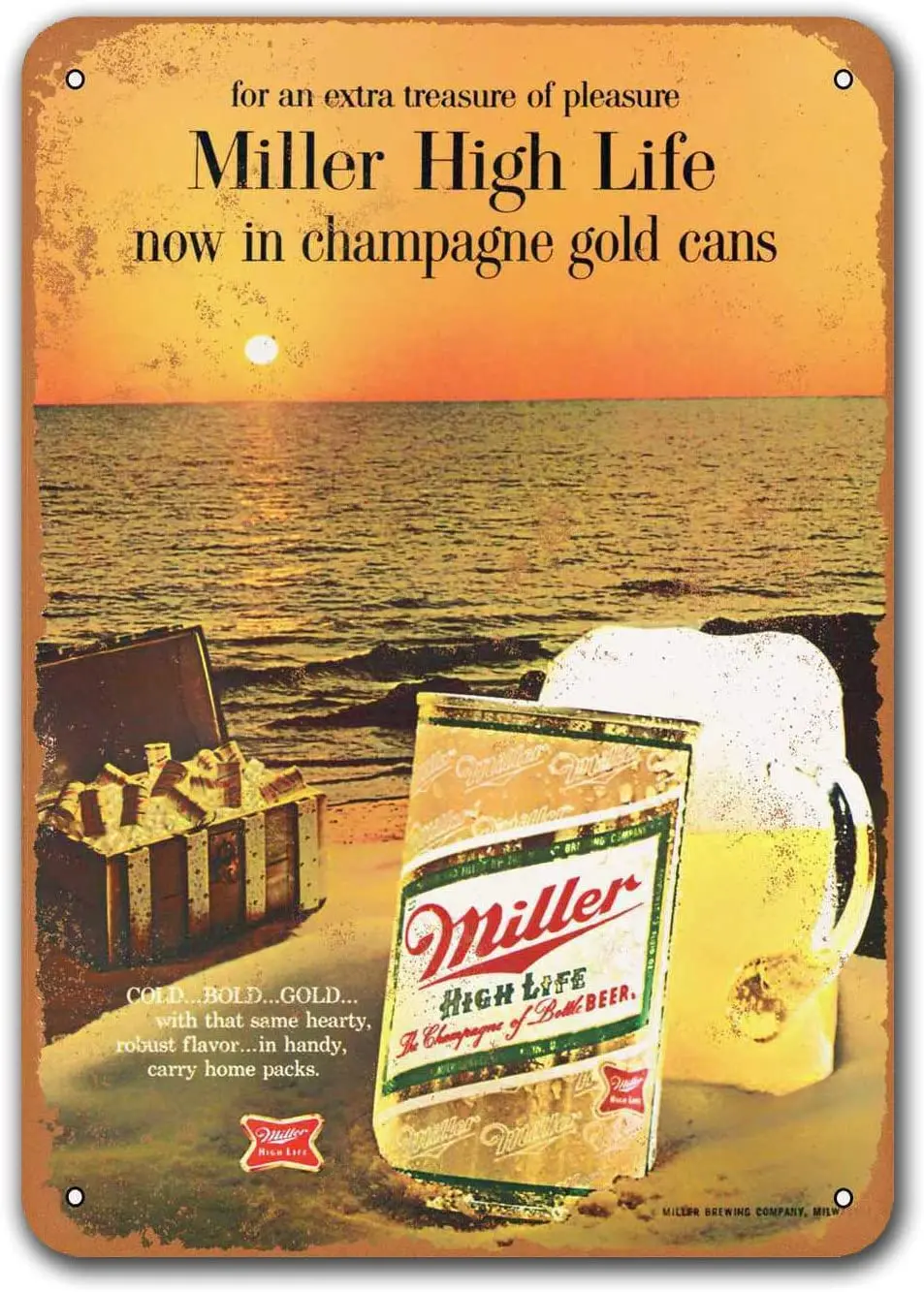 

Vintage Metal Sign 1968 Miller High Life in Cans Bar Tin Signs, Sisoso Plaque Poster for Man cave Pub Wall Decor 12x16 inch