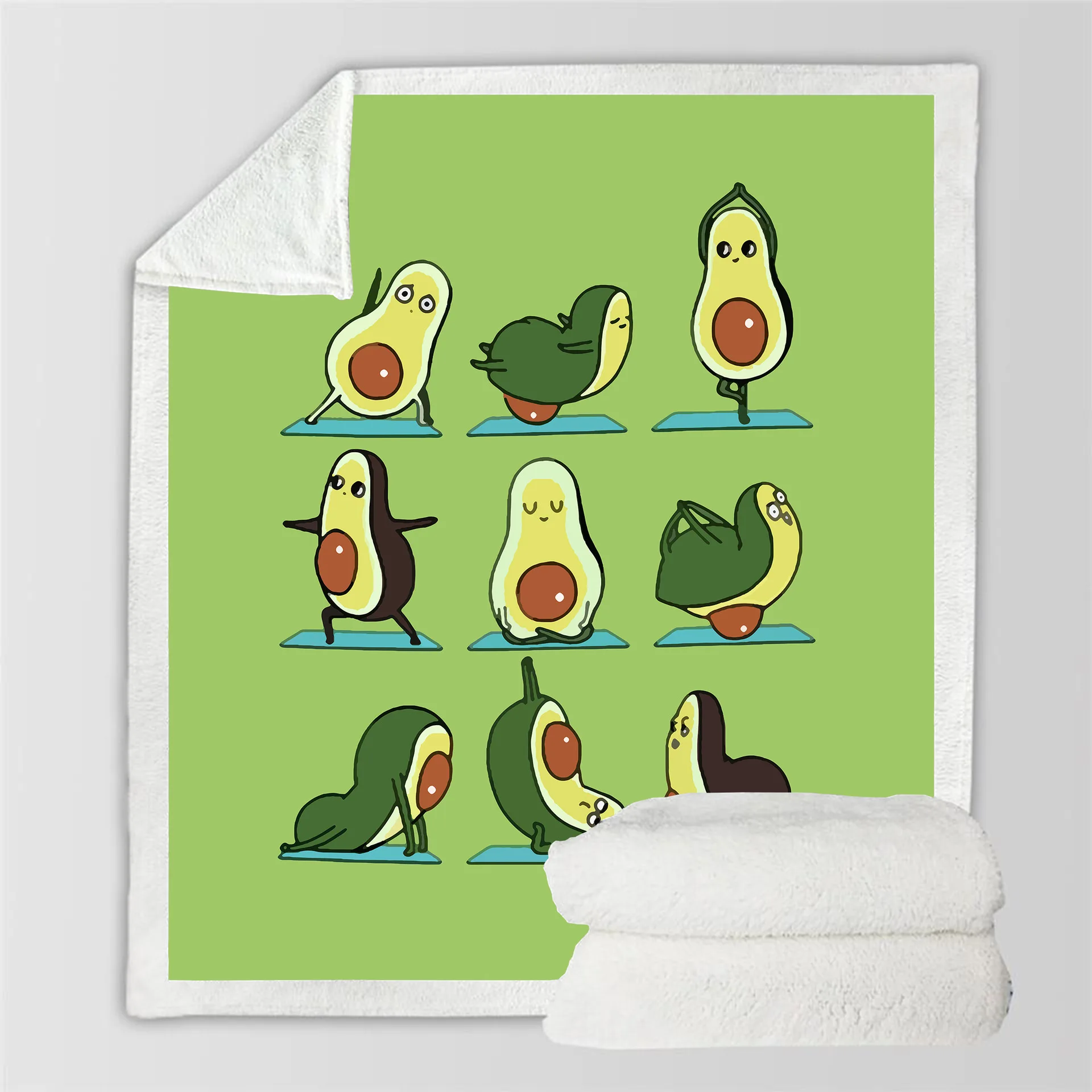 Цифровое квадратное одеяло с 3D принтом авокадо милое молодежное Флисовое