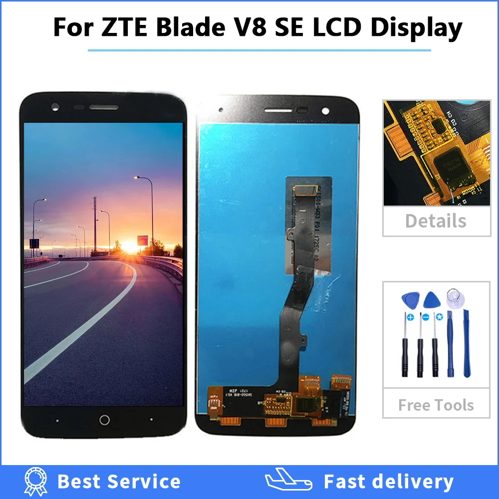 

5.0'' Full LCD Display For ZTE Blade V8 SE V8SE Touch Screen OEM Digitizer Assembly Replacement for zte V8 SE LCD 100% Tested