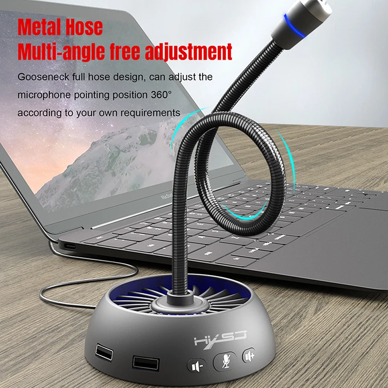 SeenDa Professional RGB Wired Microphone luminous flexible Mic USB Mini for Chat Video Conference | Электроника