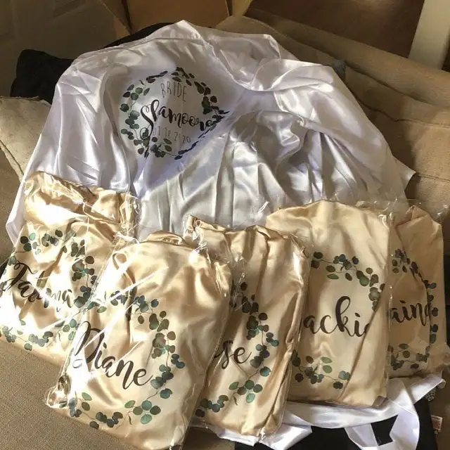 Индивидуальные свадебные халаты с зеленью зеленый Свадебный халат Атласный