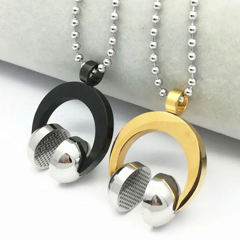 2020 hot brand stainless steel headphones pendant necklace collares male choker punk colar rock jewelry for men teenage free global shipping