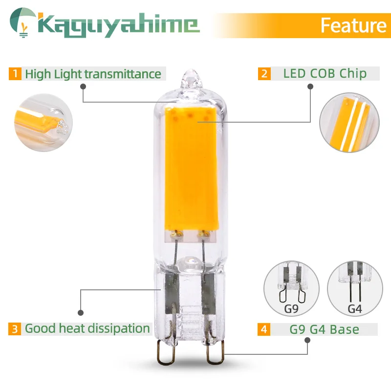 Светодиодная лампа KPS 10 шт./лот G9 G4 стеклянная 7 Вт 9 12 220 В COB сверхъяркая с