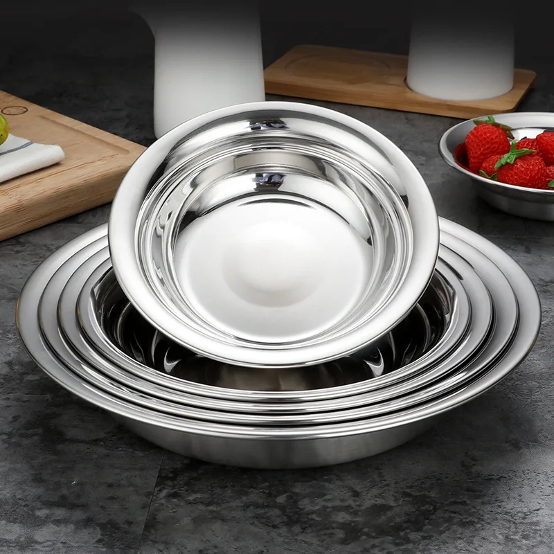 304 столовая тарелка из нержавеющей стали сервировочные тарелки миски для