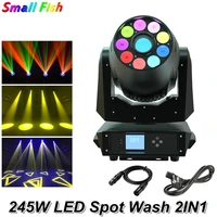 4pcslot new 245w led spot wash 2in1 moving head light with 3 facet rotating prism dmx512 sound stage disco dj equipment