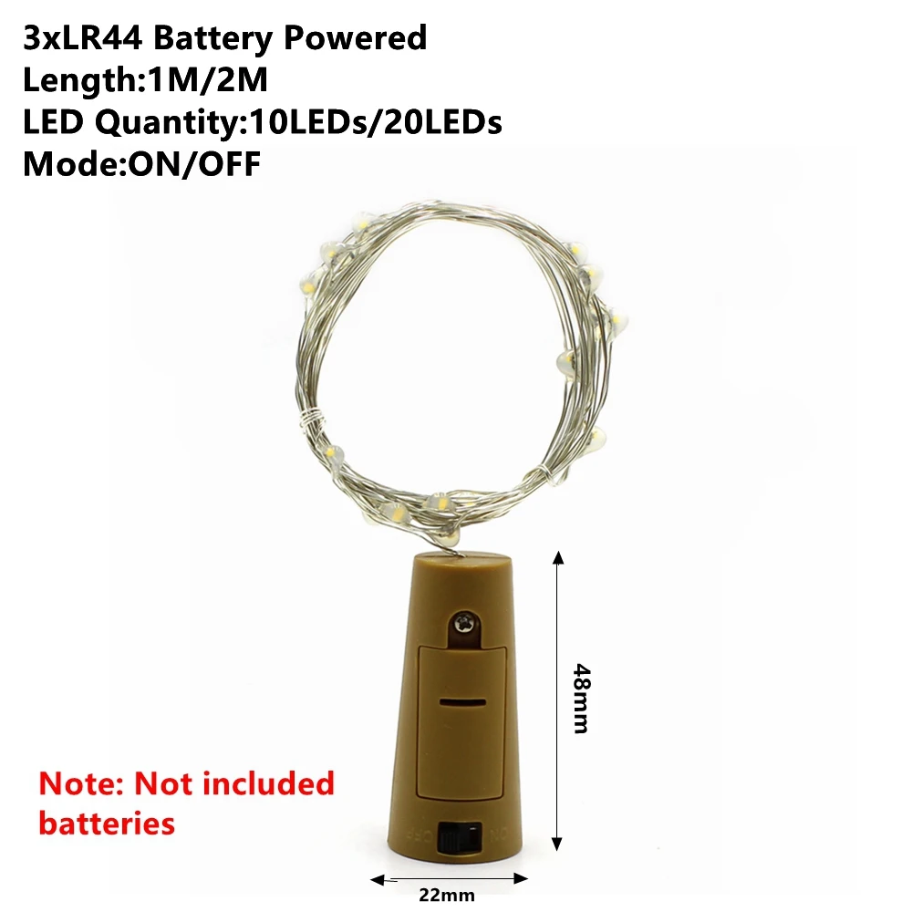 LR44 Battery Рождественская елка Гирлянды Гирлянда Медный провод светодиодный строка 1/2/5/10/20 м для дома и улицы Свадебная Hoom украшения лампа - Испускаемый цвет: LR44 Battery