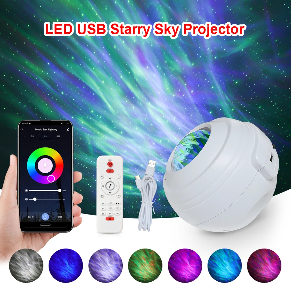 

Starry Sky Projector Smart LED Night Light USB Music Player Romantic Lamp APP Remote Control for Kids Gift Home Party Decoration
