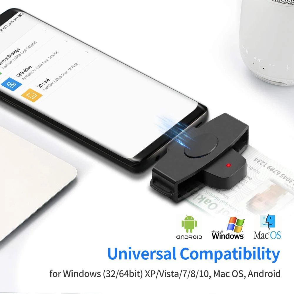 Rocketek USB C считыватель смарт карт типа c ID/Bank/sim cloner CAC адаптер для телефонов Android MacBook