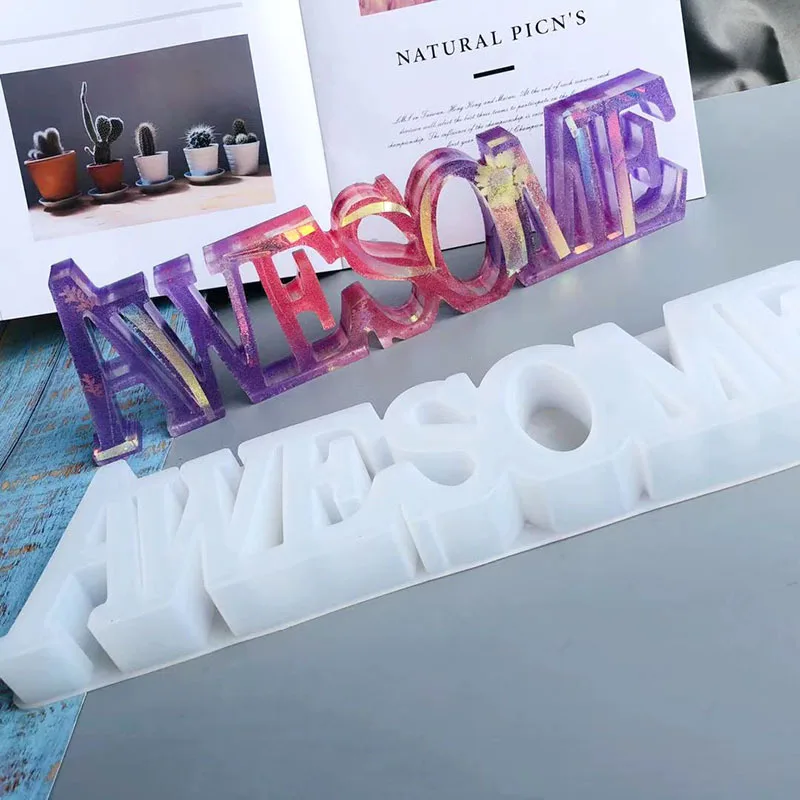 

Crystal Mirror Resin Mold Awesome Shape English Letters DIY Craft Mold handmade Jewelry Tool Epoxy Resin Mould