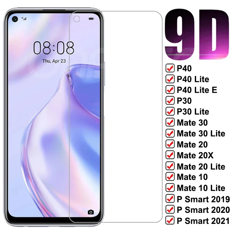 Защитное стекло 9D для Huawei P30 P40 Lite E P Smart Z S пленка экрана Mate 10 20 30 20X закаленное