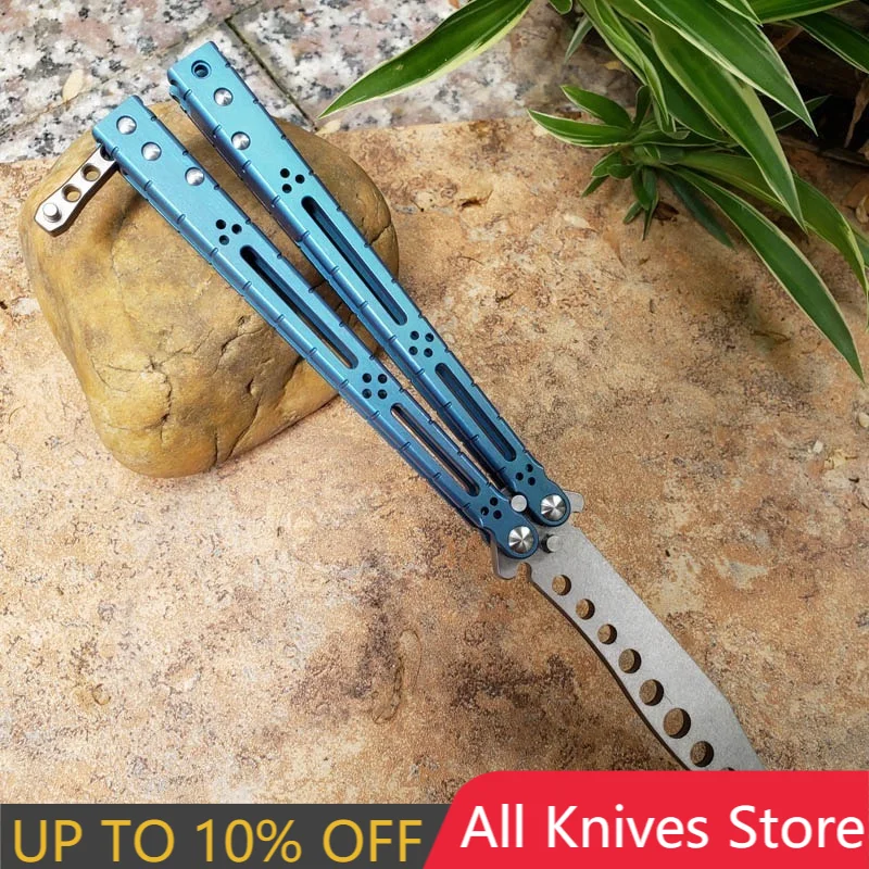 

TheOne Basilisk HOM 5 цветов тренировочный нож-бабочка Jilt лезвие D2 титановая ручка втулка система EDC карманный нож с бесплатным колебанием