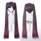 Парик для косплея Genshin Impact Mona, парик для косплея с длинными чернилами и фиолетовыми зажимами, термостойкие синтетические волосы, парики для косплея аниме + шапочка для парика