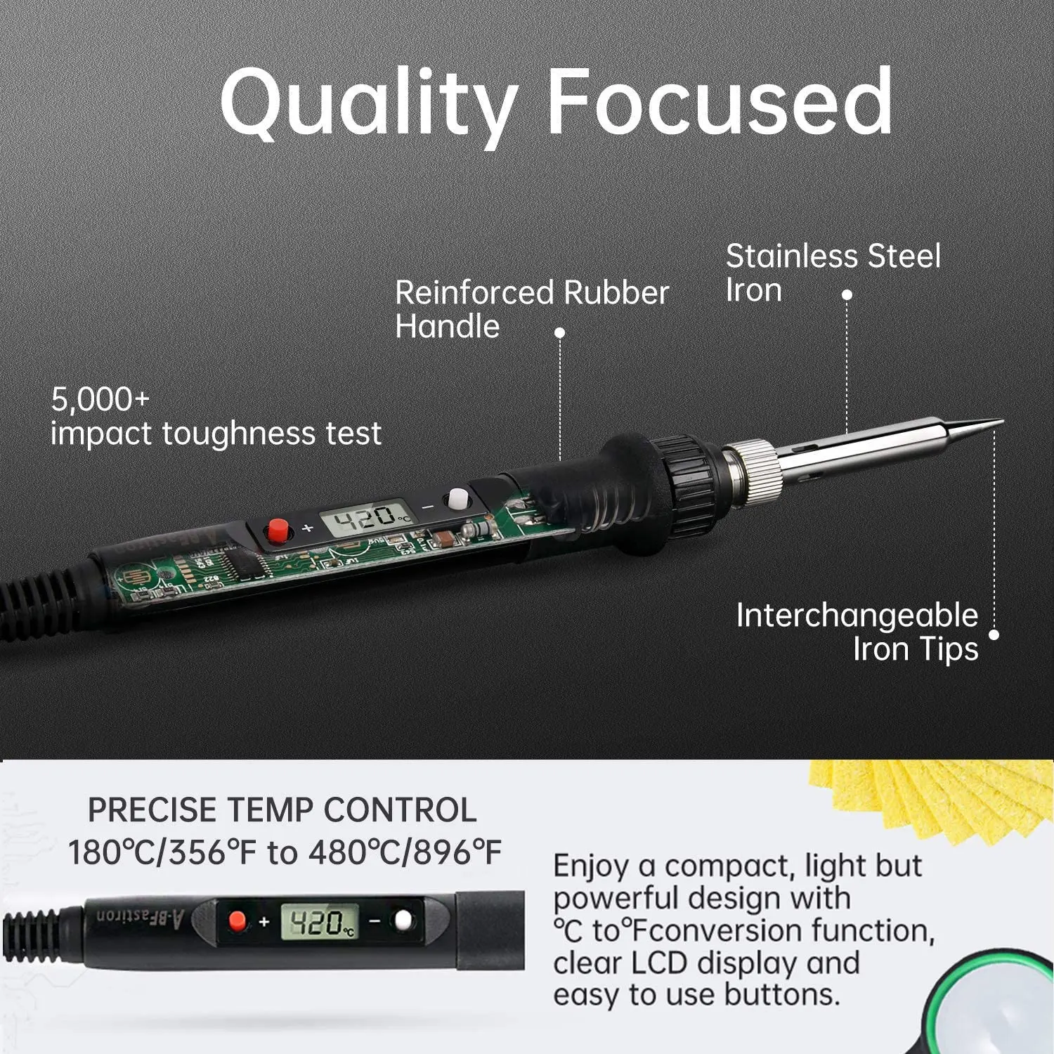 A-BF электроники паяльник Kit 60W 220V пайки пистолет ЖК-дисплей Цифровой Регулируемый