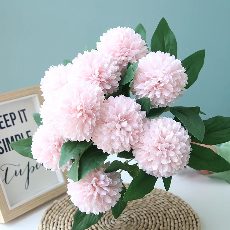 pink 10 головок/комплект искусственная Хризантема, шары, цветы, букет, Флорес, для дома, вечерние, весенние, свадебные украшения, свадебный букет, искусственный цветок - Цвет: pink