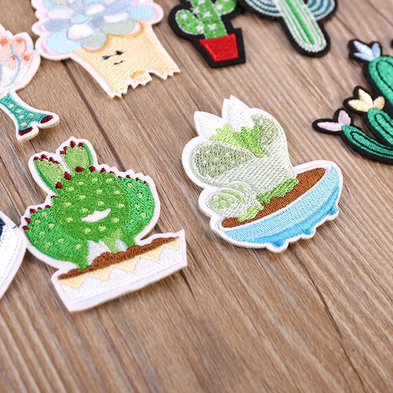 

Cartoon Cactus Plant Embroidered Badge DIY Patch Accessories on the Skirt of Kids Clothes Washable Applique