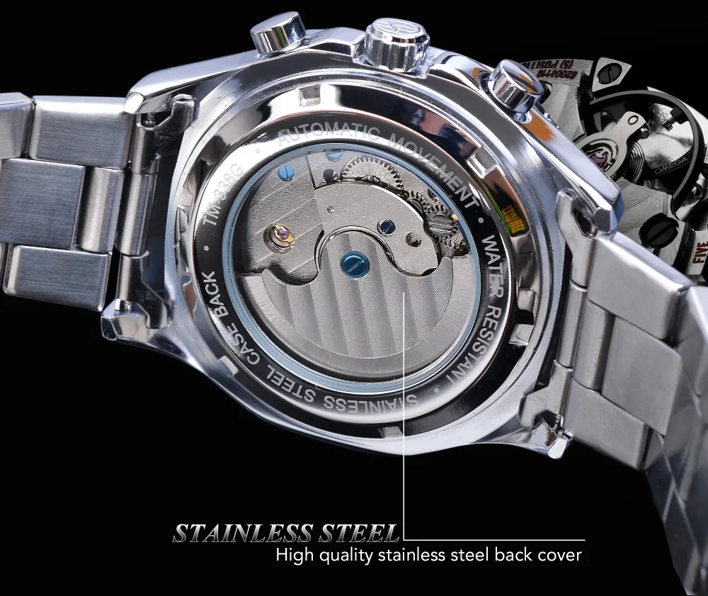 Forsining квадратные мужские механические наручные часы Tourbillon Moon Phase Calendar автоматическое Деловое платье ремни для наручных часов из нержавеющей стали