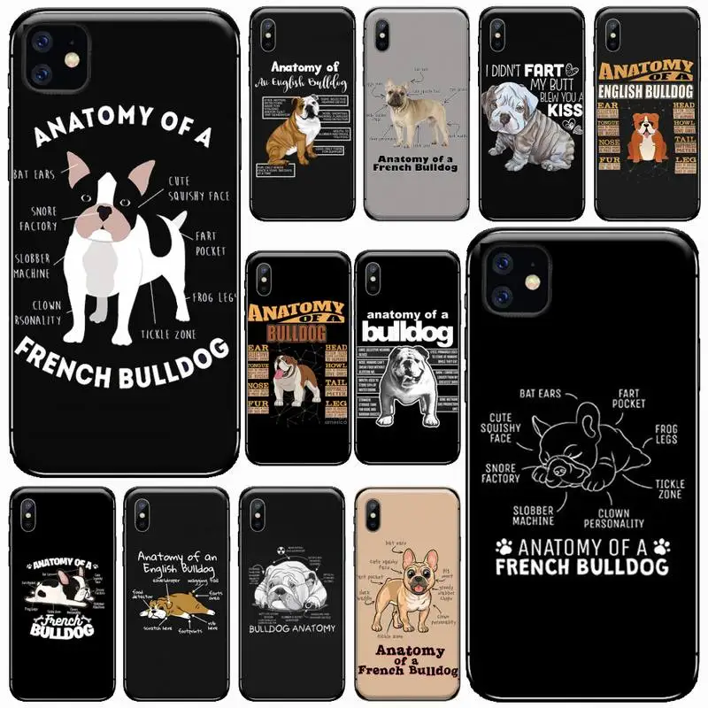 

Anatomy Of A Bulldog Phone Case for iPhone 13 11 12 pro XS MAX 8 7 6 6S Plus X 5S SE 2020 XR Soft silicone