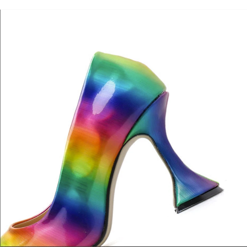 Туфли-лодочки женские на высоком каблуке босоножки радужного цвета винные