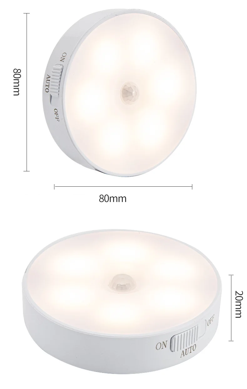 

LED Motion Sensor Light Night Light USB Rechargeable Sensor Wireless Energy-saving Bedroom Cabinet Light Body Induction Lamp