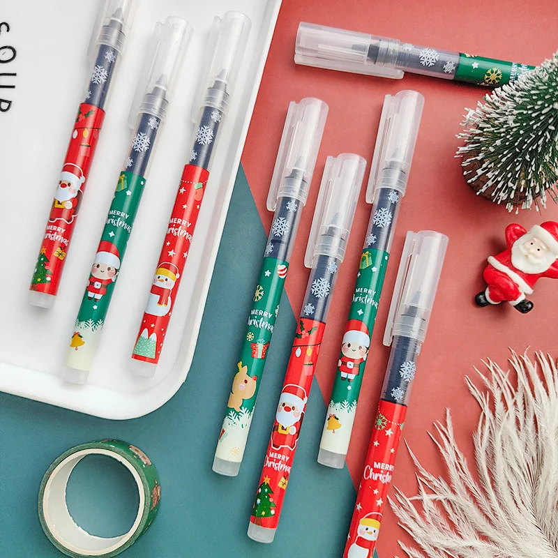 

5Pcs/Lot Kawaii Christmas Gel Pen Cute Christmas Tree Reindeer Santa 0.5mm Black Neutral Pens School Office Stationary