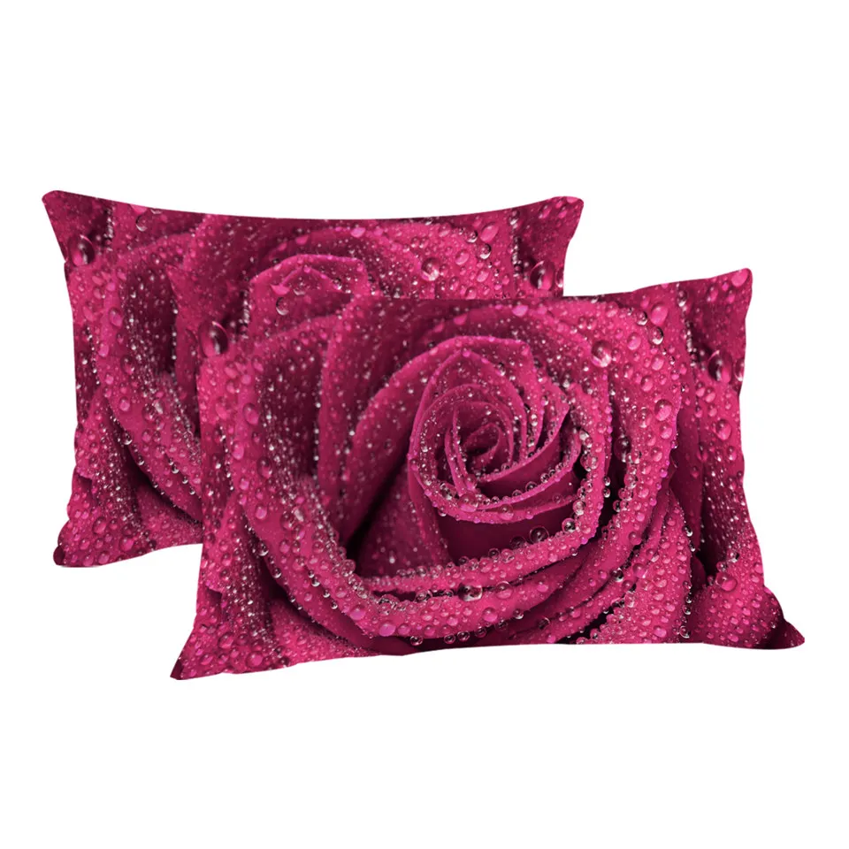 Наволочка для кровати с розовыми розами чехол подушки 3D принтом цветочным