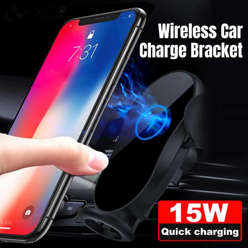 

15W Qi Wireless Charger Car Phone Holder For IPhone X Samsung S10 S9 S8 Phone Holder car Phone Gravity Power Charger in air vent
