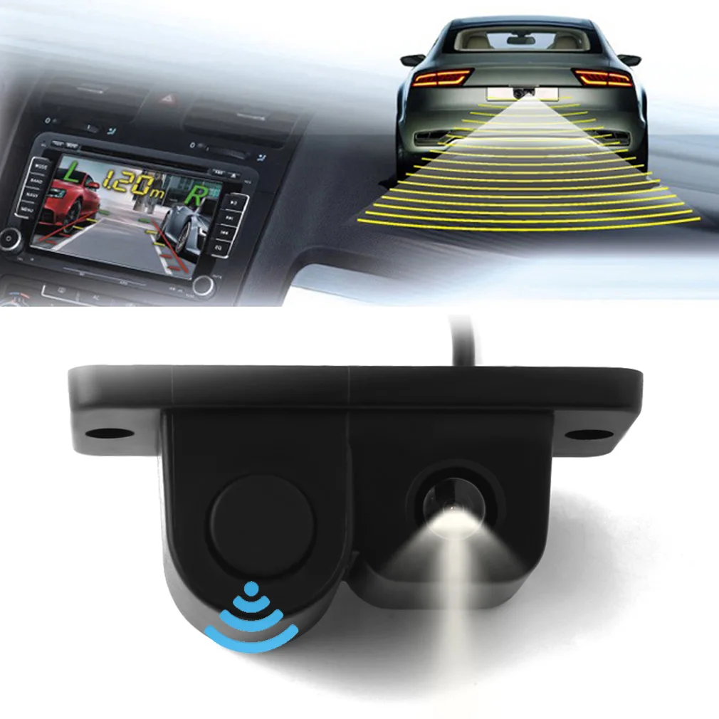 

2in1 LCD Car SUV Reversing Parking Radar & Rear View Backup 120 Degree Wide Angle Camera Kit Auto Rear View Camera for Car