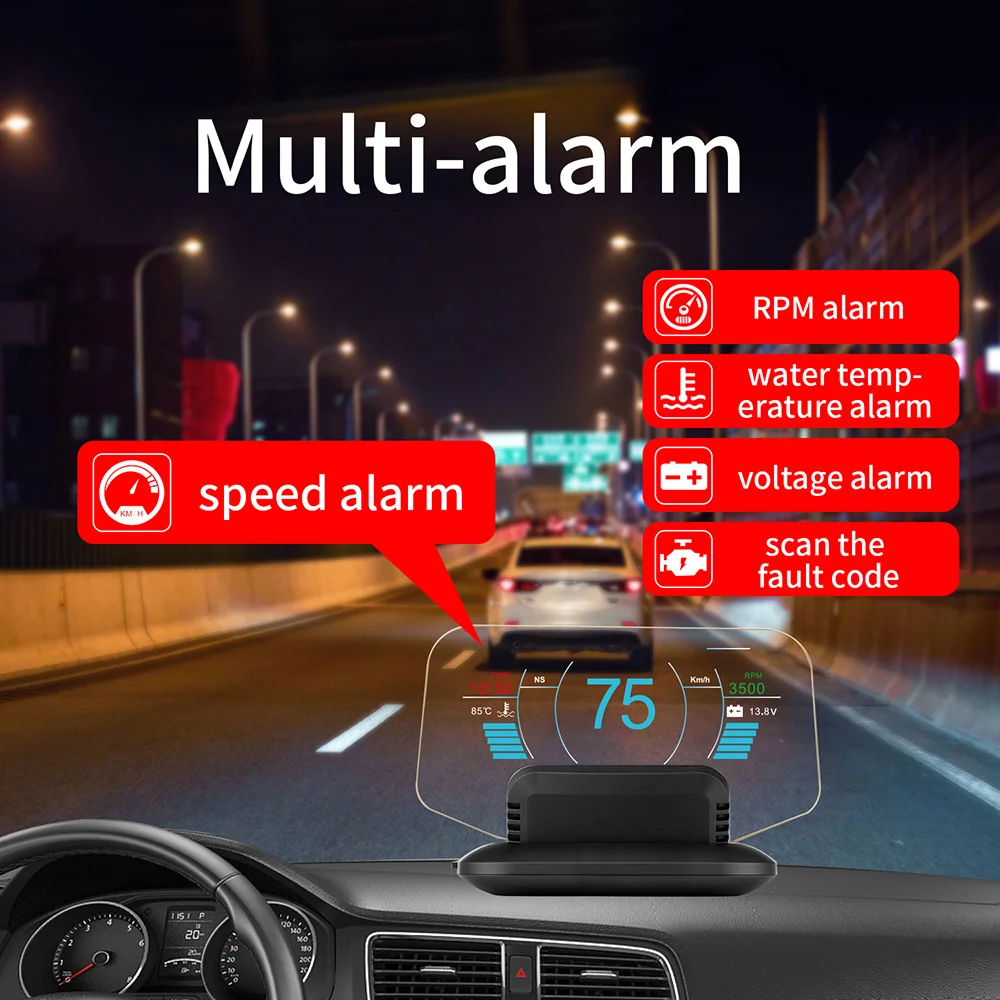 OHANEE C1 зеркало HUD 2020 Новый OBD2 + GPS двойной режим Head Up Display цифровой миль/ч KMH Спидометр
