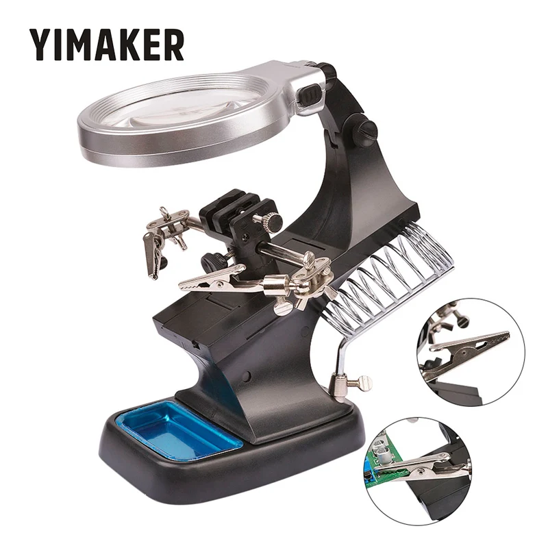YIMAKER 3 X/4.5X светодиодный настольный сварочный увеличительное стекло USB сторонний паяльник Лупа Клип паяльник инструмент для ремонта