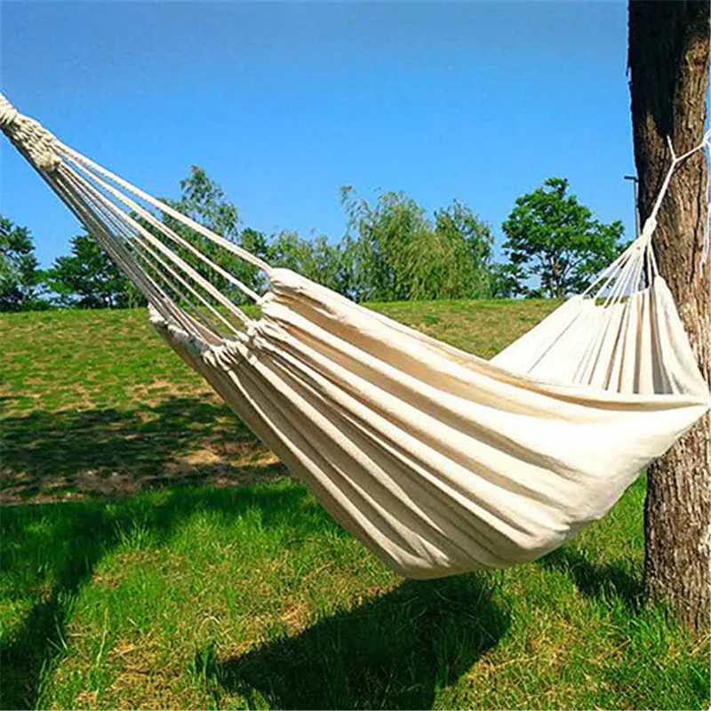 

200x150cm Double Hammock Camping Canvas Hanging Swing Bed for Patio Travel Hiking Rollover Prevention Hanging Swing