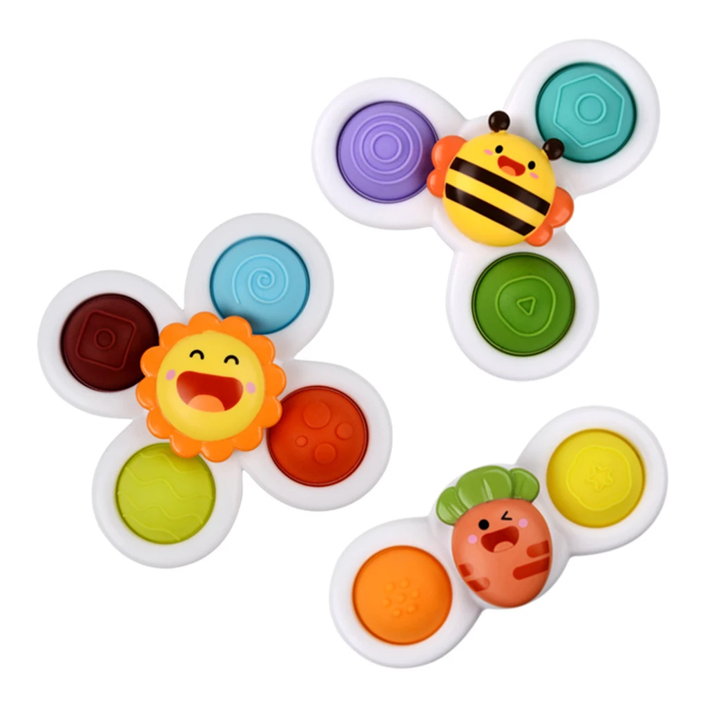 

3pcs Funny Baby Bath Top Spin Spinning Top Toy Flowers Turntable Spinning Windmill Stress Relief Educational Toys Age 0-3 Years