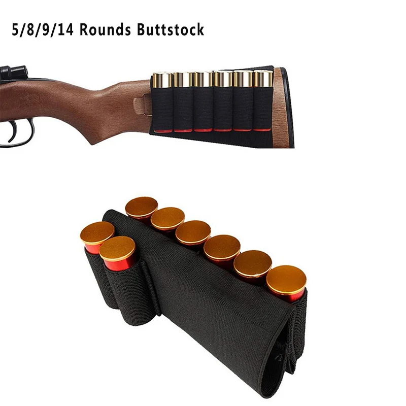 

Tactical 5/8/9/14 Rounds Shotgun Rifle Buttstock Ammo Pouch Shell Gun 12 Gauge Bullet Cartridge Bandolier Holder Hunting