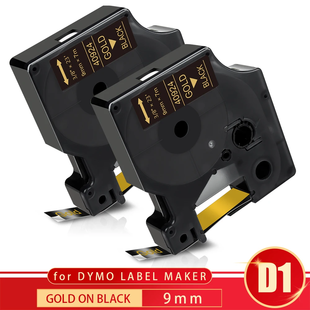 

Topcolor золотой на черном 9 мм 3/8 "принтер лента D1 40924 сменная лента Dymo этикетка производитель высокая клейкая наклейка для принтер Dymo