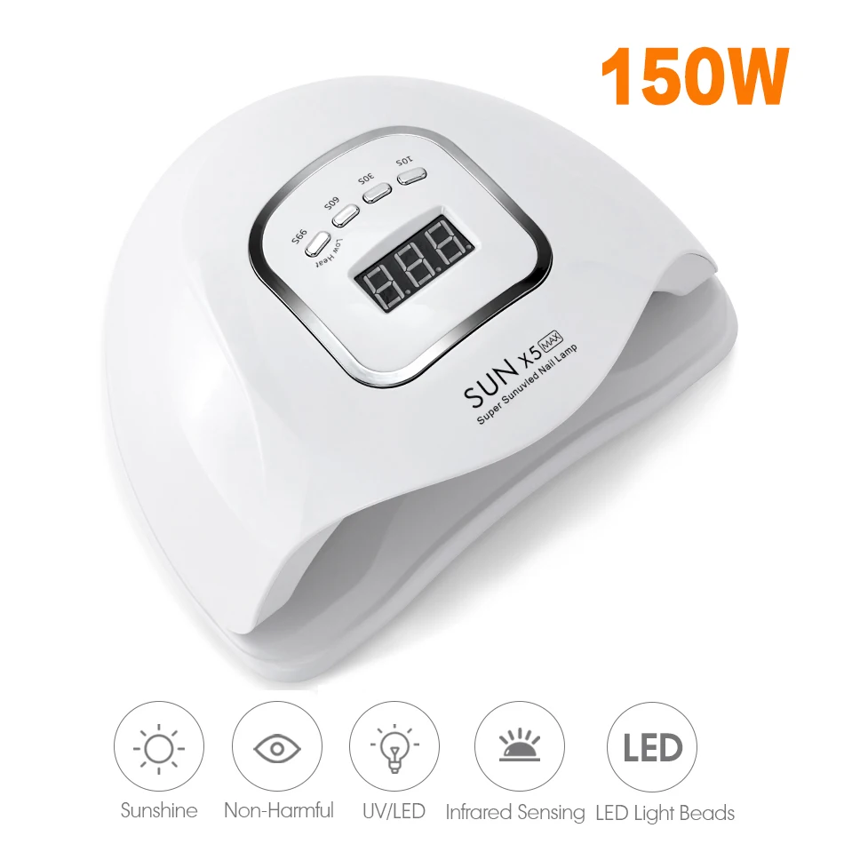 Лампа SUN X5 Max УФ для сушки ногтей 150 Вт 45 светодиодов | Красота и здоровье
