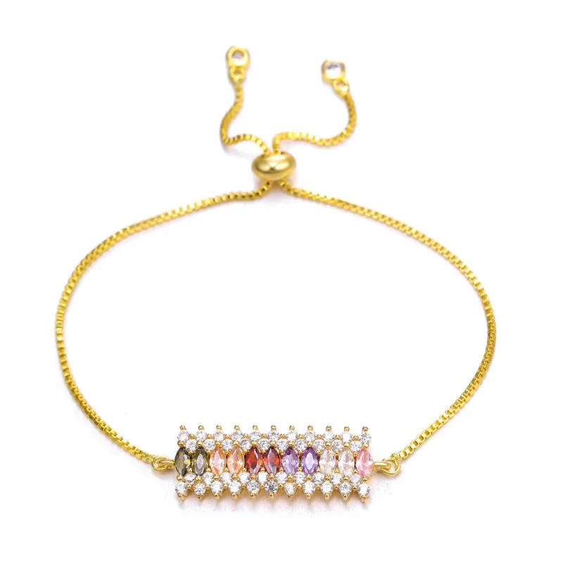Женские теннисные браслеты Juya Ali Moda с радужными австрийскими кристаллами Золотые