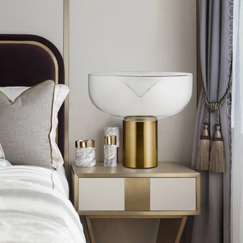 Скандинавский светодиодный стеклянный Настольный светильник с изображением