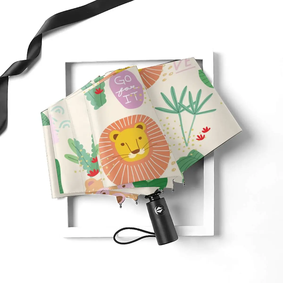 Miglior Simpatici Animali Della Giungla Antivento Pieghevole Automatico Ombrello Invertito Paraguas Portatili Per Uomo Donna