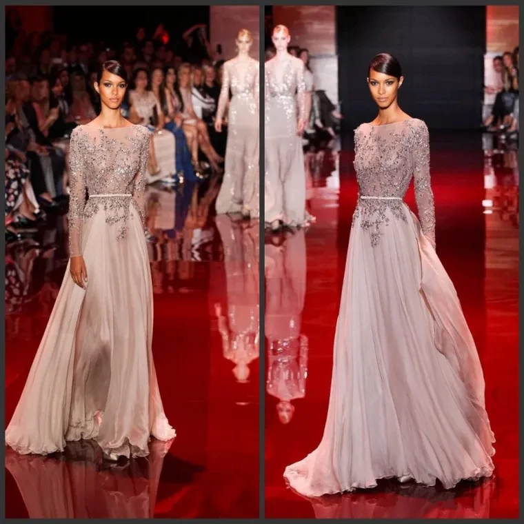 Новое поступление, Elie Saab, Роскошные платья знаменитостей с кружевами, расшитые бисером, с поясом и блестками, с длинными рукавами, платья для выпускного вечера, платье на заказ